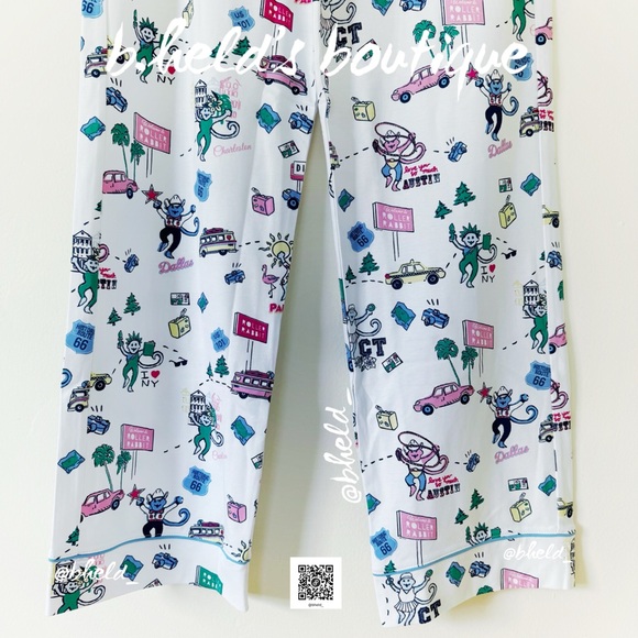 Roller Rabbit Party In The USA Long Sleeve Polo Pajamas in White Size S NWT - Picture 15 of 17